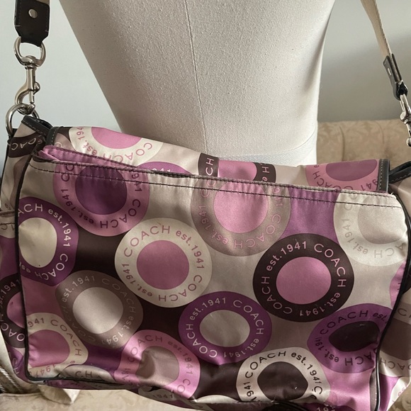Coach Signature Snaphead Pink Purple Brown Diaper Baby Messenger Bag - Picture 3 of 8